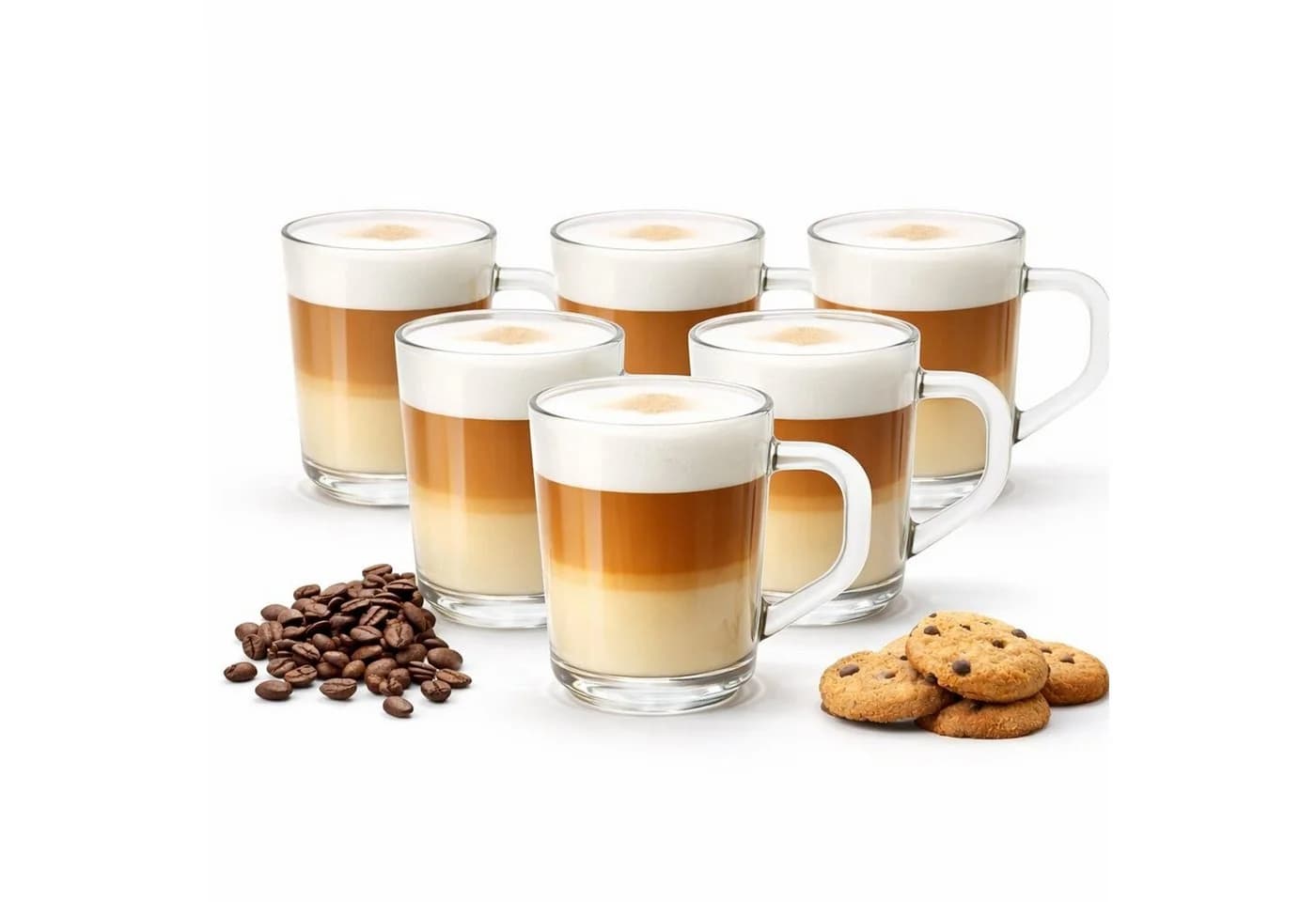 BigDean Latte-Macchiato-Gläser 6-tlg. mit Henkel 230 ml Glas transparent - Bild 2