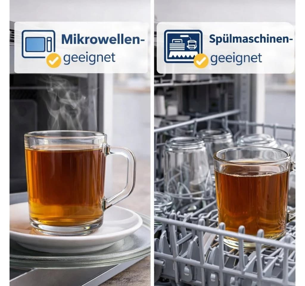 BigDean Latte-Macchiato-Gläser 6-tlg. mit Henkel 230 ml Glas transparent - Bild 4