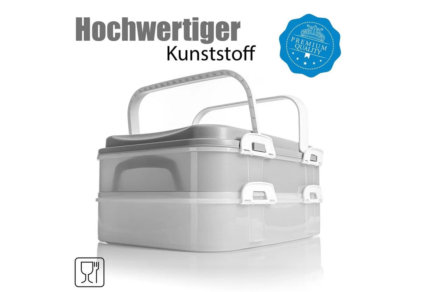 BigDean Aufbewahrungsbox Partycontainer 2 Etagen Pastell Grau Kunststoff