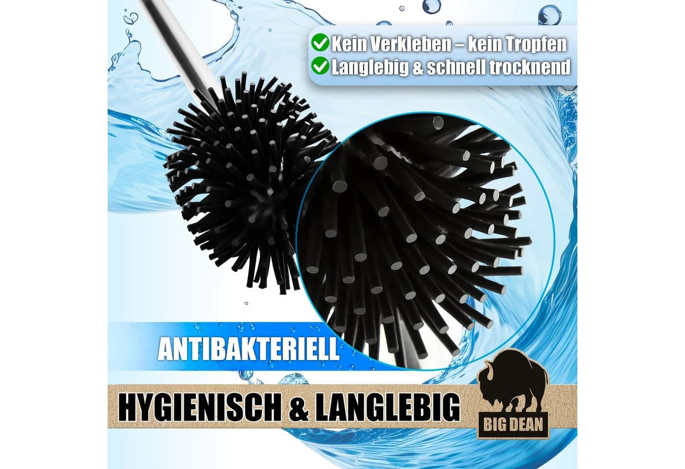BigDean Silikon WC-Reinigungsbürste 4er Set Schwarz