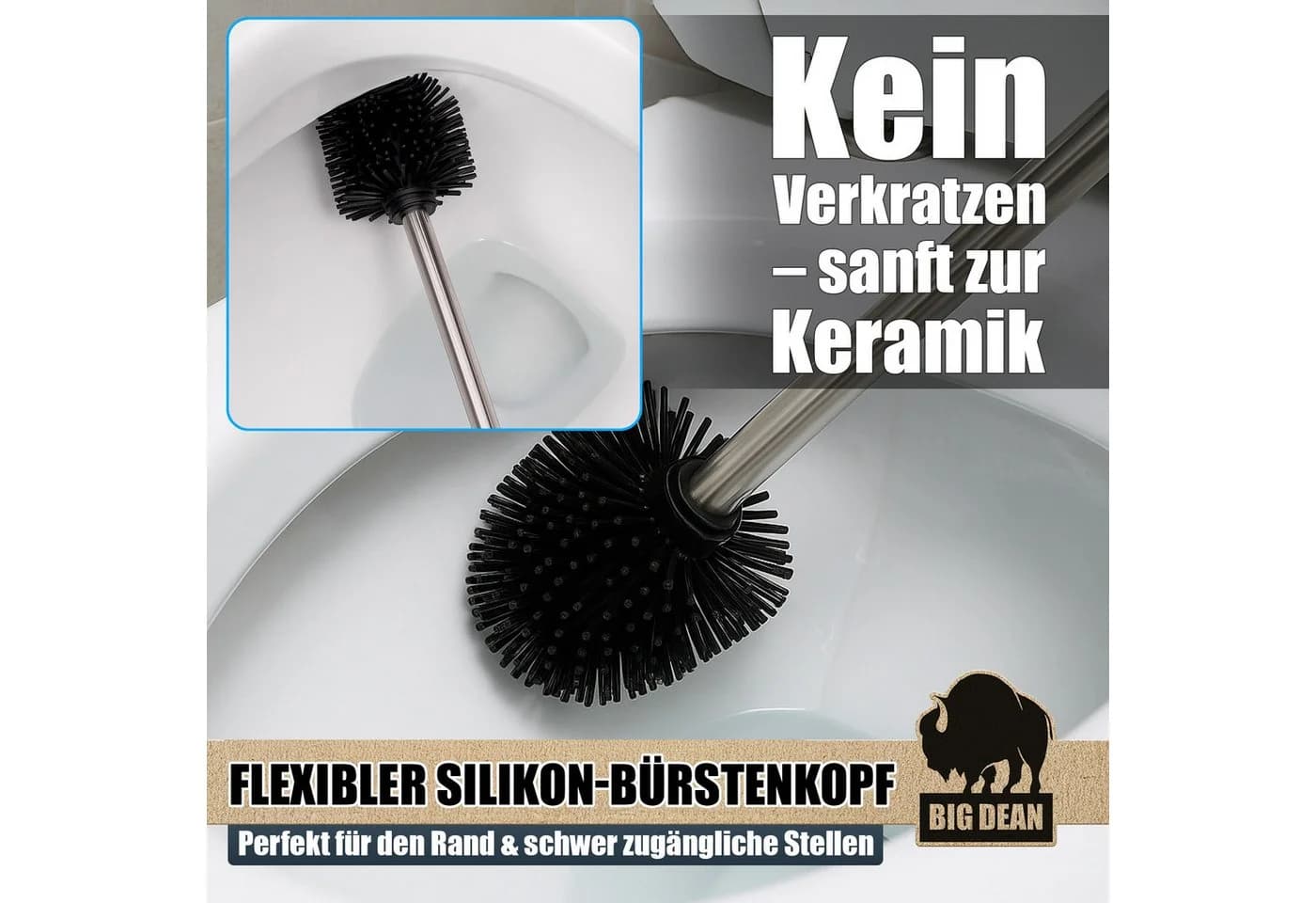 BigDean Silikon WC-Reinigungsbürste 4er Set Schwarz - Bild 4
