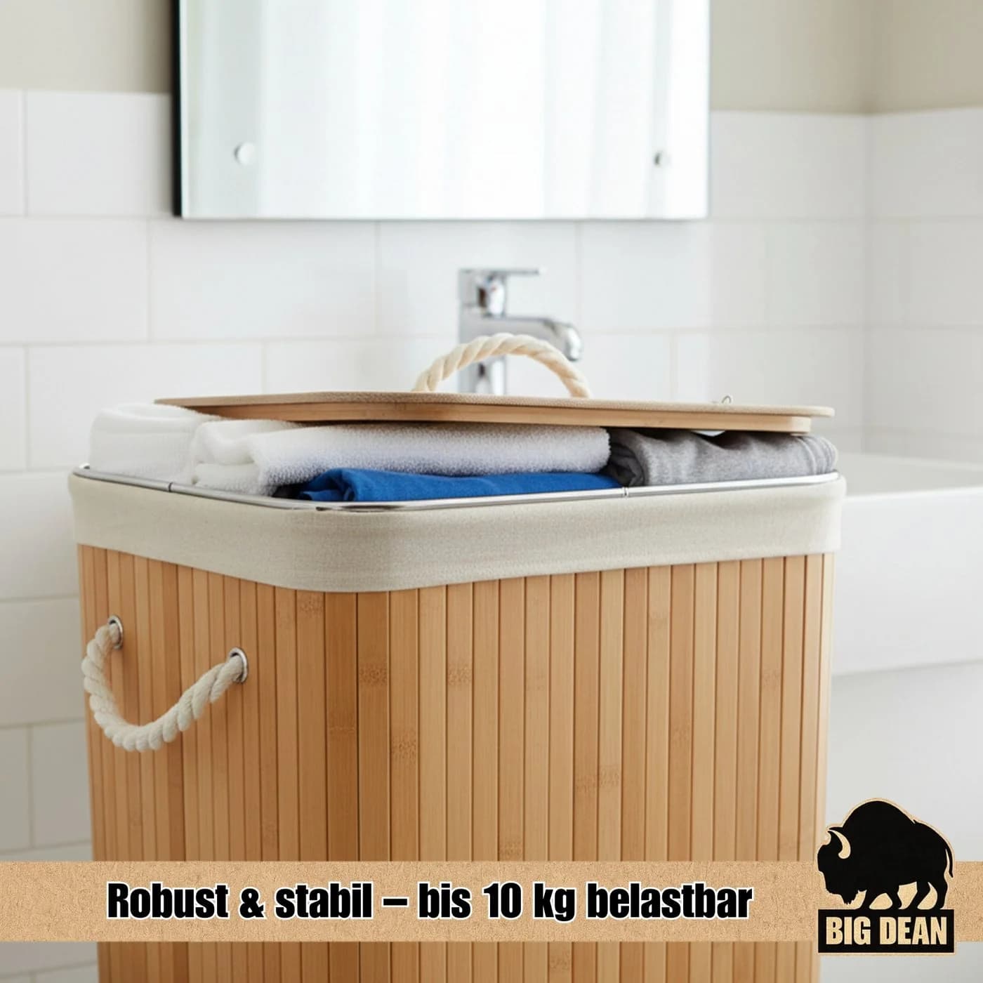 BigDean Wäschebox Bambus 72L Wäschesammler - Bild 3