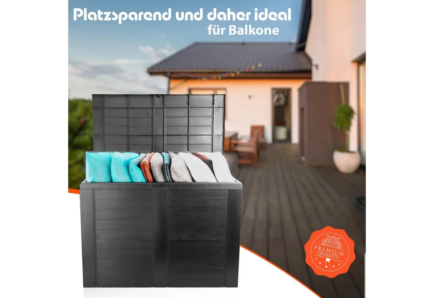 BigDean Gartenbox Auflagenbox 170L Kunststoff wasserdicht