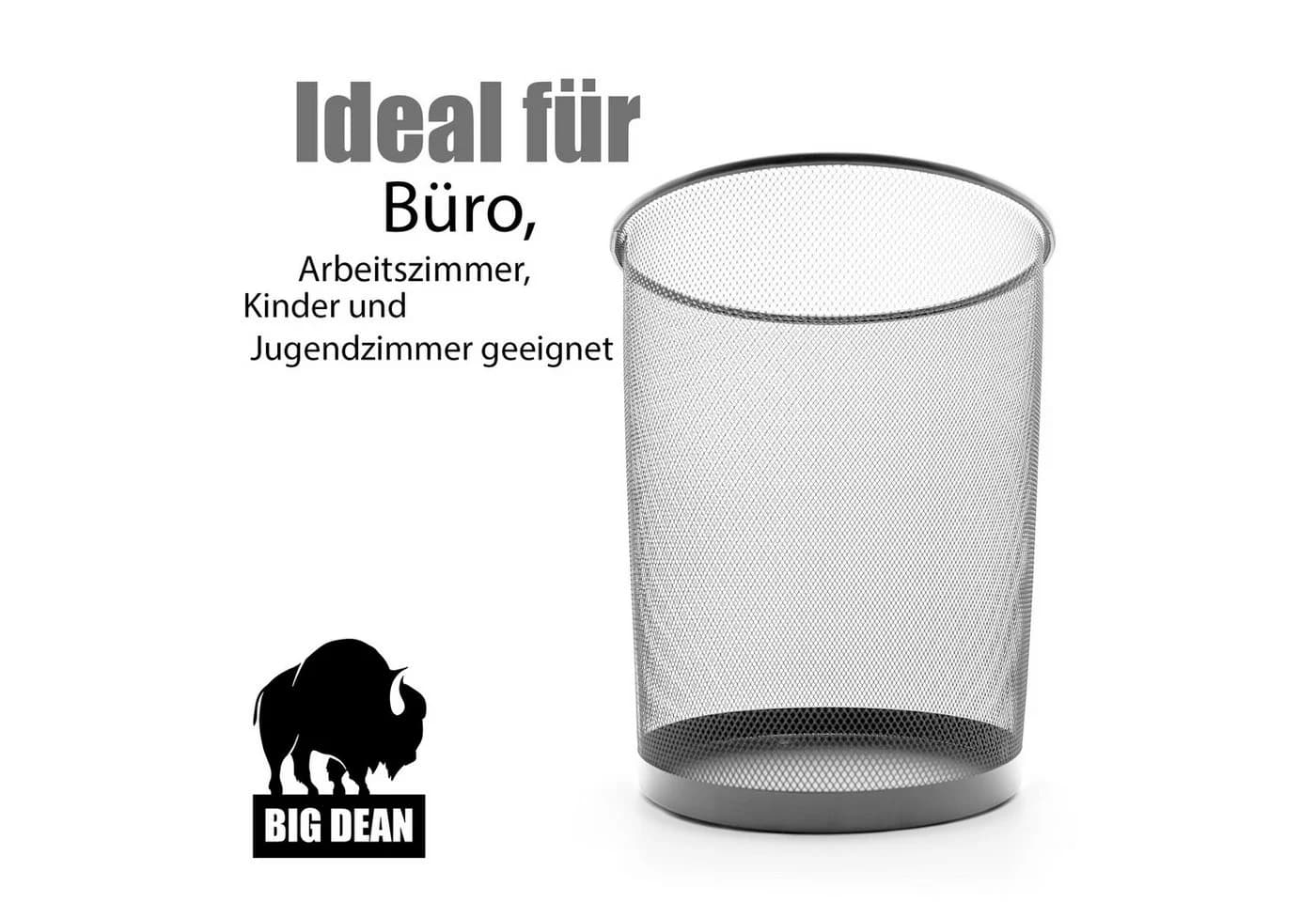 BigDean Papierkorb Mülleimer Büro silber 20L Draht - Bild 4