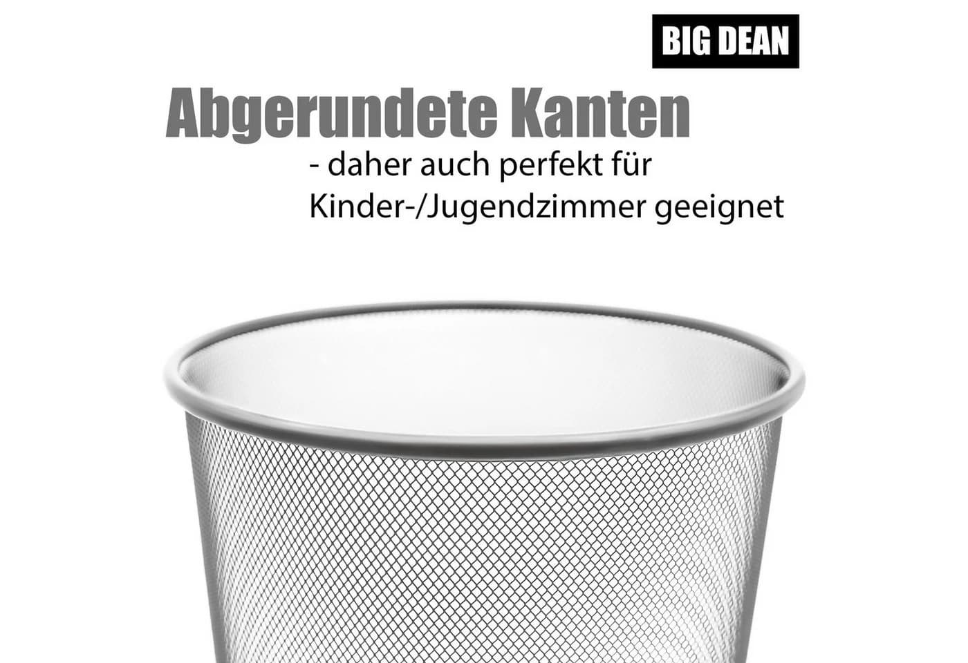BigDean Papierkorb Mülleimer Büro silber 20L Draht - Bild 5