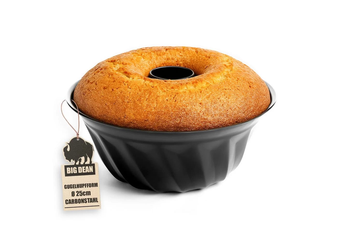 BigDean Gugelhupfform 25 cm Schwarz Antihaftbeschichtet Karbonstahl - Bild 2