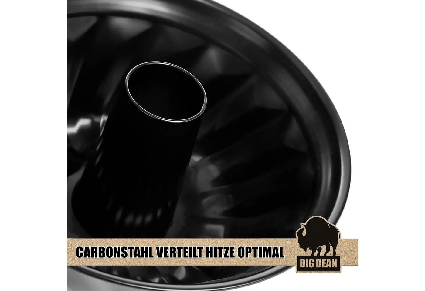 BigDean Gugelhupfform 25 cm Schwarz Antihaftbeschichtet Karbonstahl - Bild 5