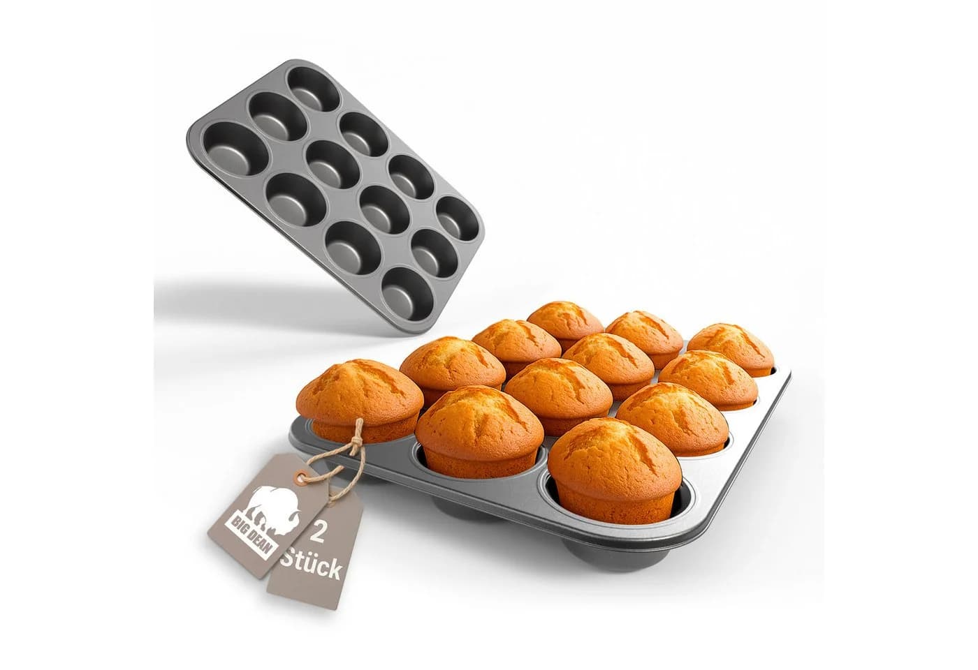 BigDean Muffinform 2er Set Antihaftbeschichtet Schwarz - Bild 2