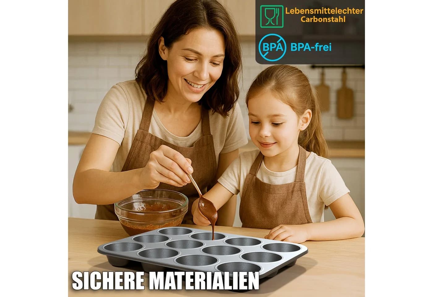 BigDean Muffinform 2er Set Antihaftbeschichtet Schwarz - Bild 4