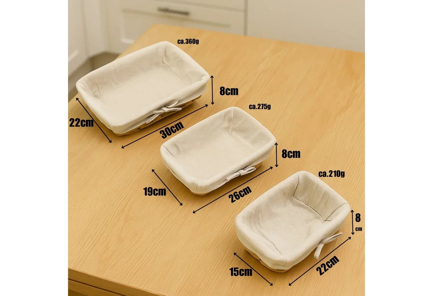 BigDean Brotkorb 3er Set Wasserhyazinthe Beige - Bild 3