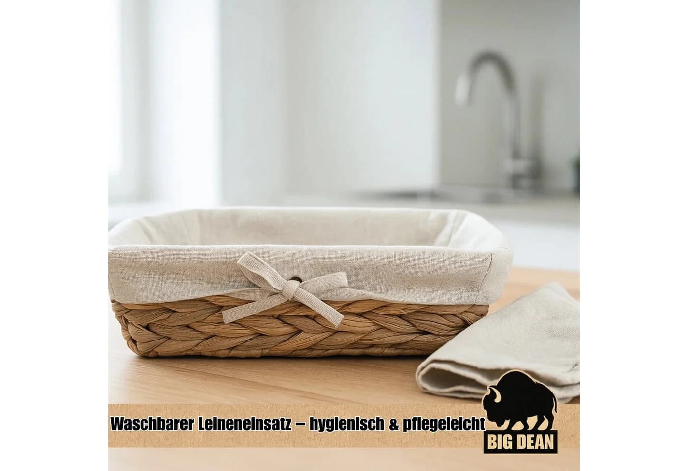 BigDean Brotkorb 3er Set Wasserhyazinthe Beige - Bild 5