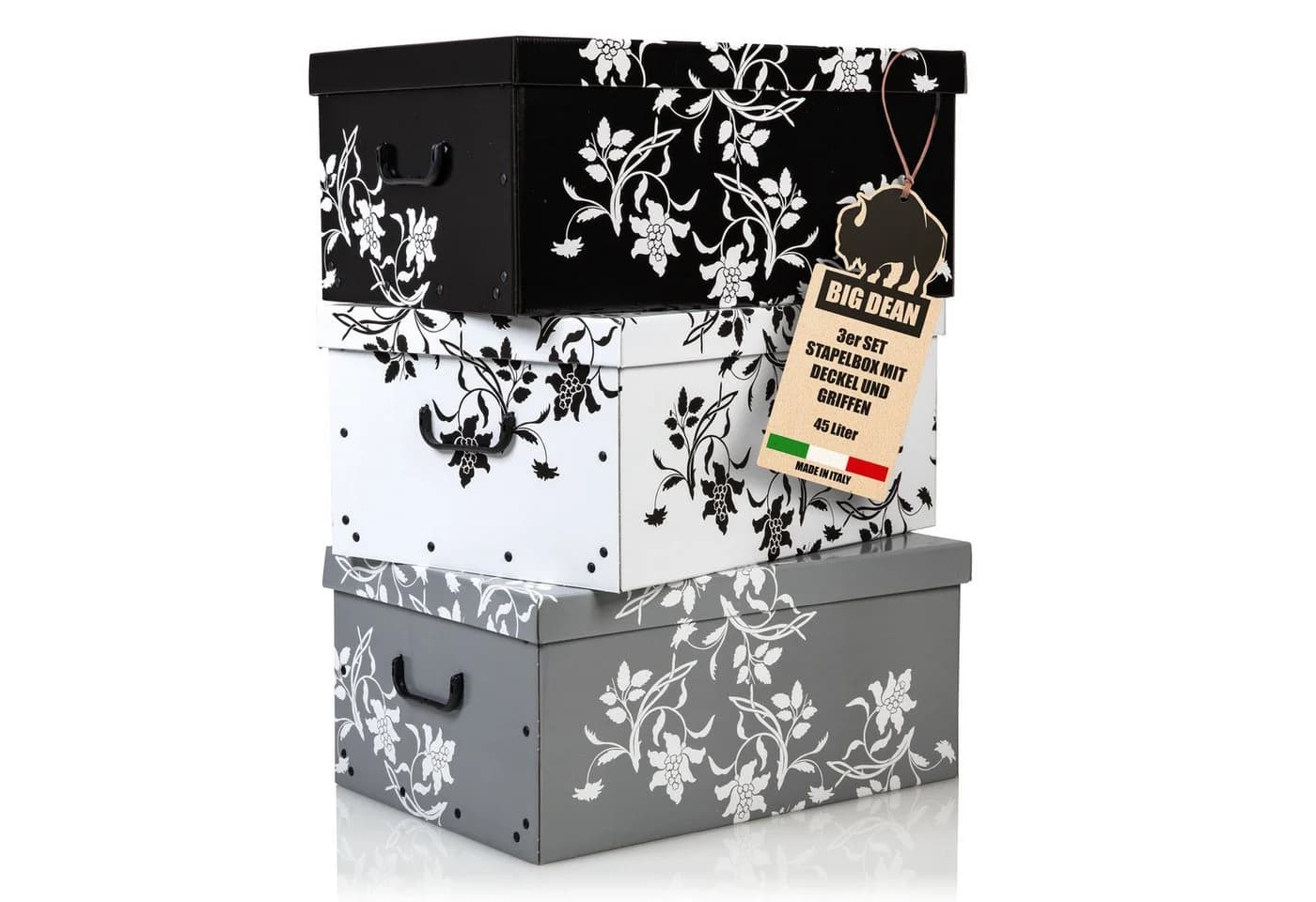 BigDean Aufbewahrungsbox 3er Set 45 Liter Pappe - Bild 2