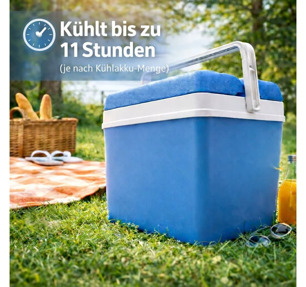 BigDean Kühlbox 24 Liter Set mit 6 Kühlakkus Blau/Weiß