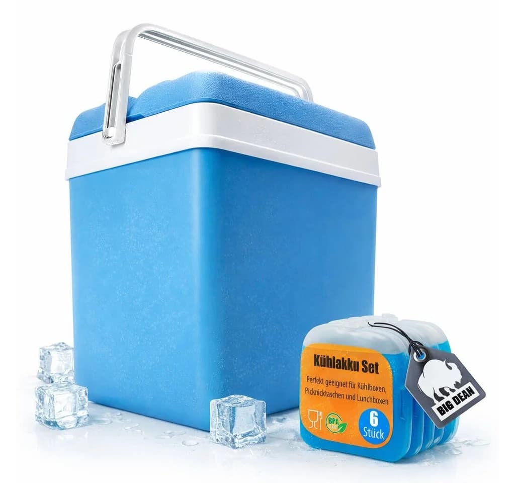 BigDean Kühlbox 24 Liter Set mit 6 Kühlakkus Blau/Weiß - Bild 2