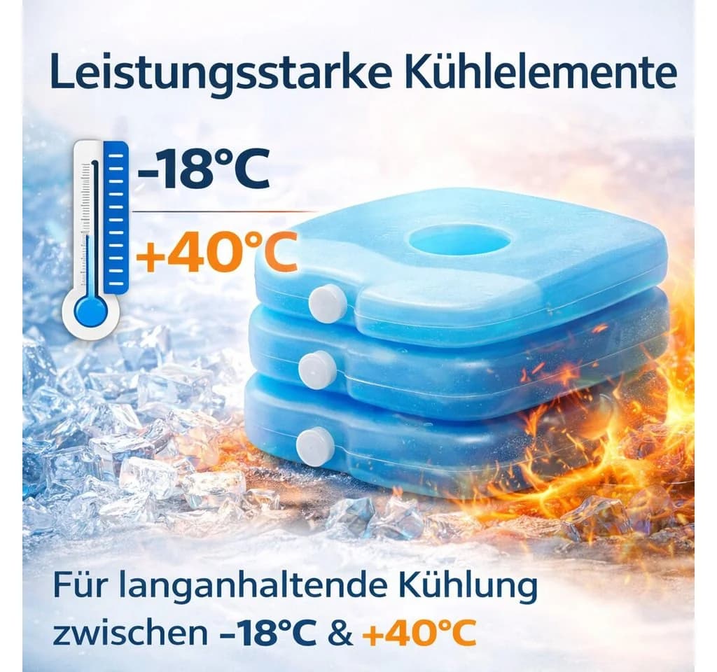 BigDean Kühlbox 24 Liter Set mit 6 Kühlakkus Blau/Weiß - Bild 4