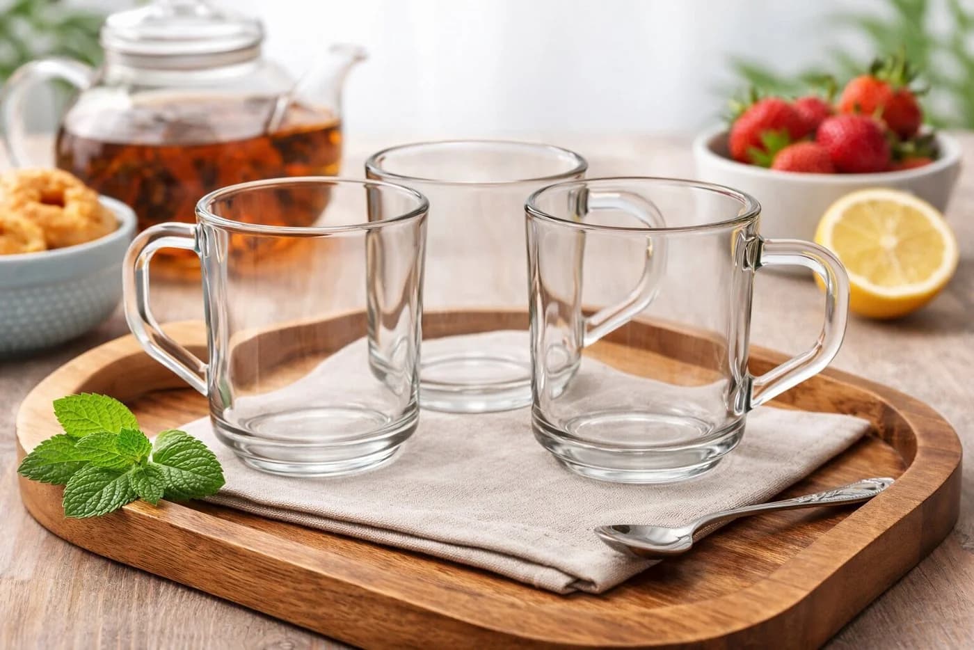 BigDean Teeglas Set 6-tlg. mit Henkel 230 ml Glas transparent - Bild 5