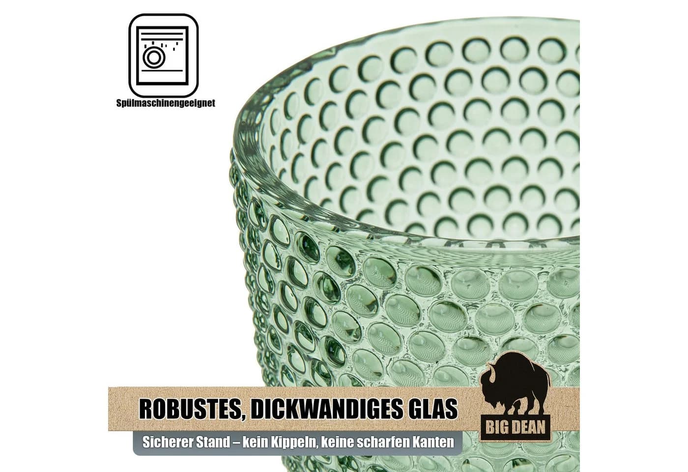 BigDean Teelichthalter Windlicht Glas grün 4er Set - Bild 4