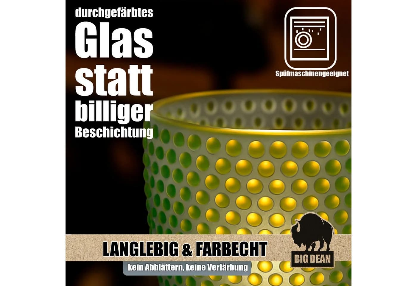 BigDean Teelichthalter Windlicht Glas grün 6er Set - Bild 4