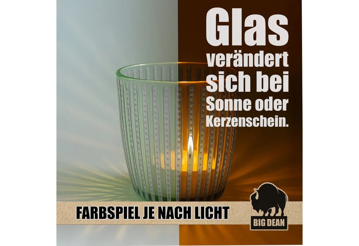 BigDean Teelichthalter Windlicht Glas grün 6er Set - Bild 5