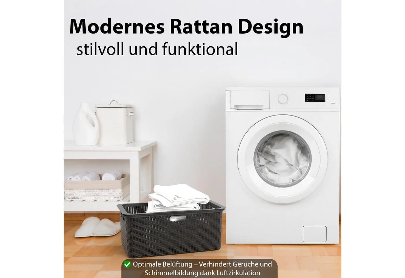BigDean Wäschekorb 2 Stück Rattan Design