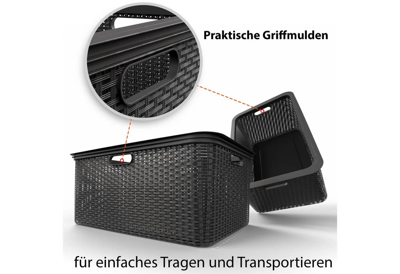 BigDean Wäschekorb 2 Stück Rattan Design - Bild 4