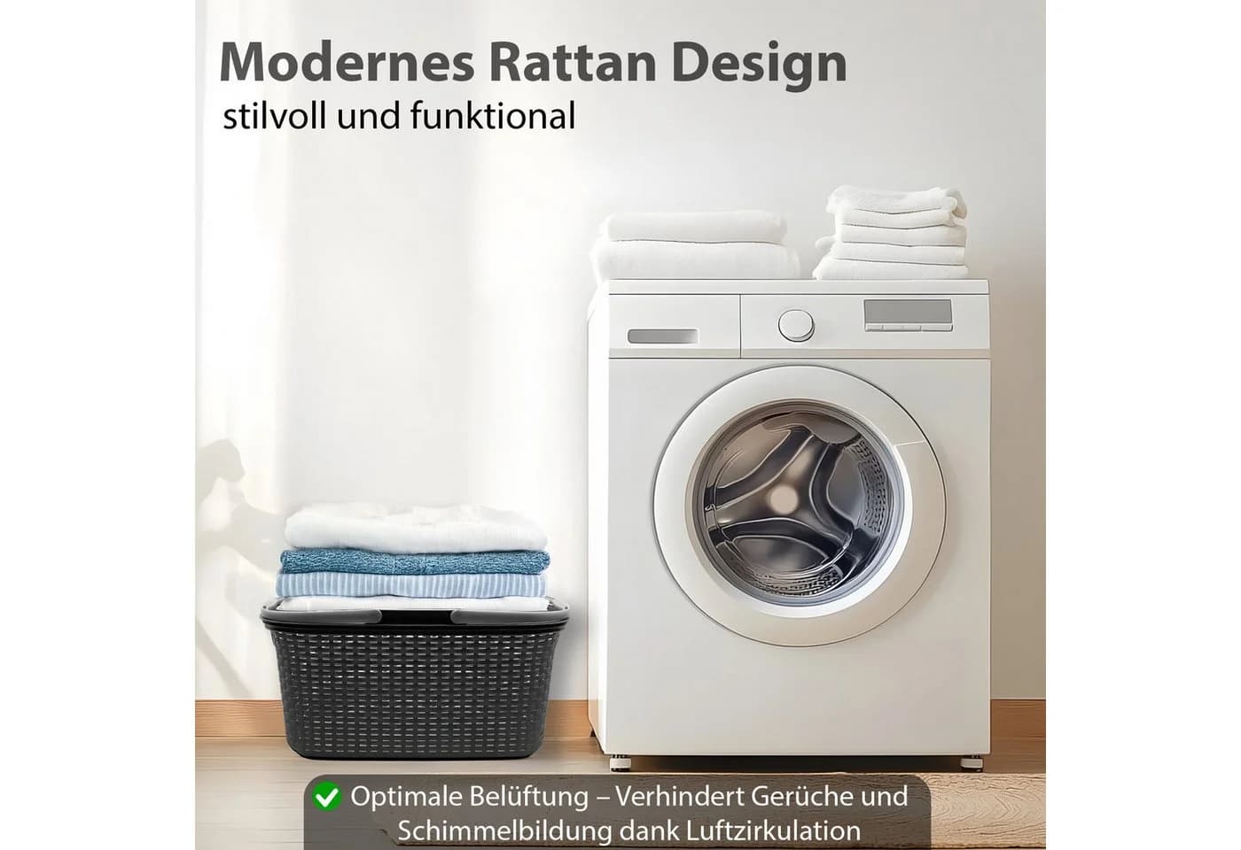 BigDean Wäschekorb 35L Rattan Design