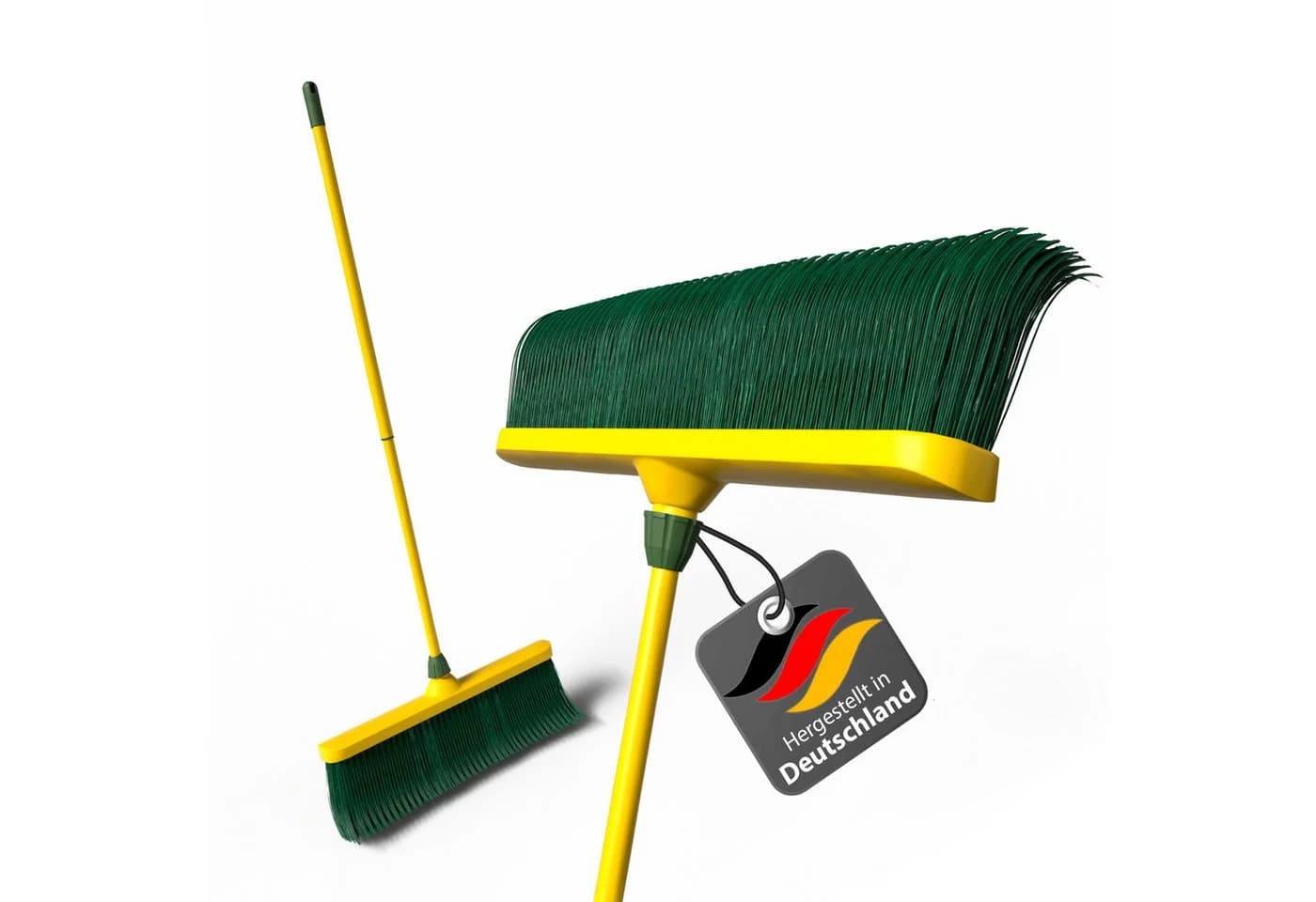 BigDean Krallenbesen XL mit Teleskopstiel und gebogenen Borsten, gelb/grün - Bild 2