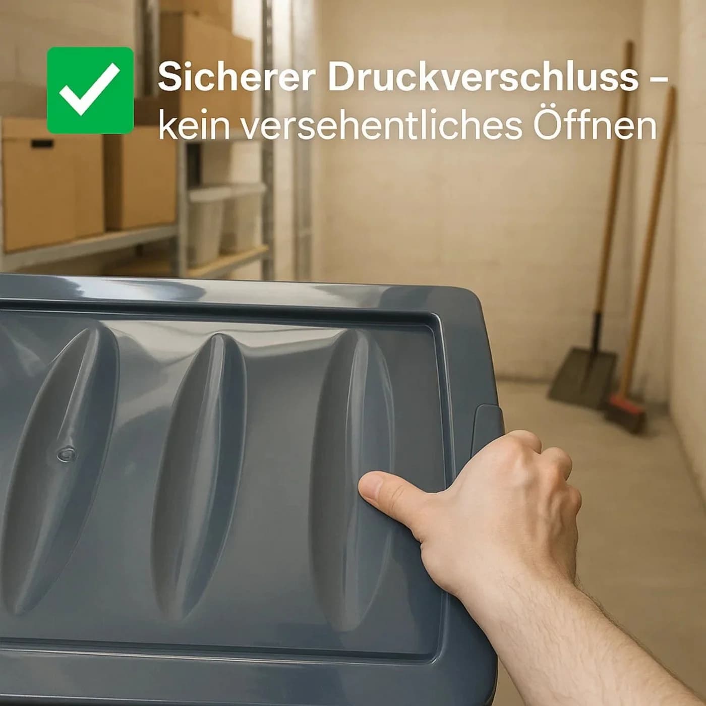 BigDean Aufbewahrungsbox 4x 60 L Plastikboxen mit Deckel groß Budget Kunststoffbox mit Deckel