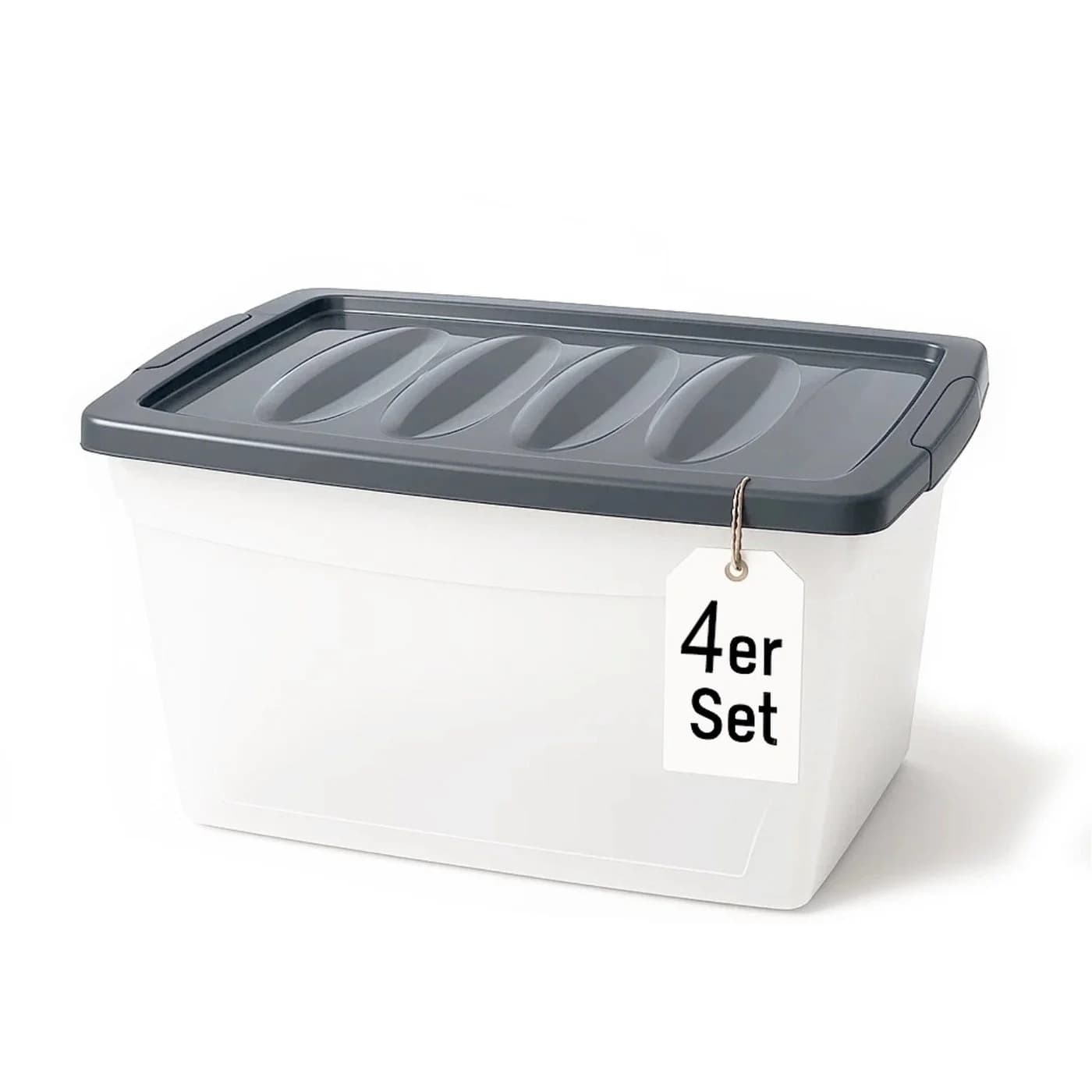 BigDean Aufbewahrungsbox 4x 60 L Plastikboxen mit Deckel groß Budget Kunststoffbox mit Deckel - Bild 2