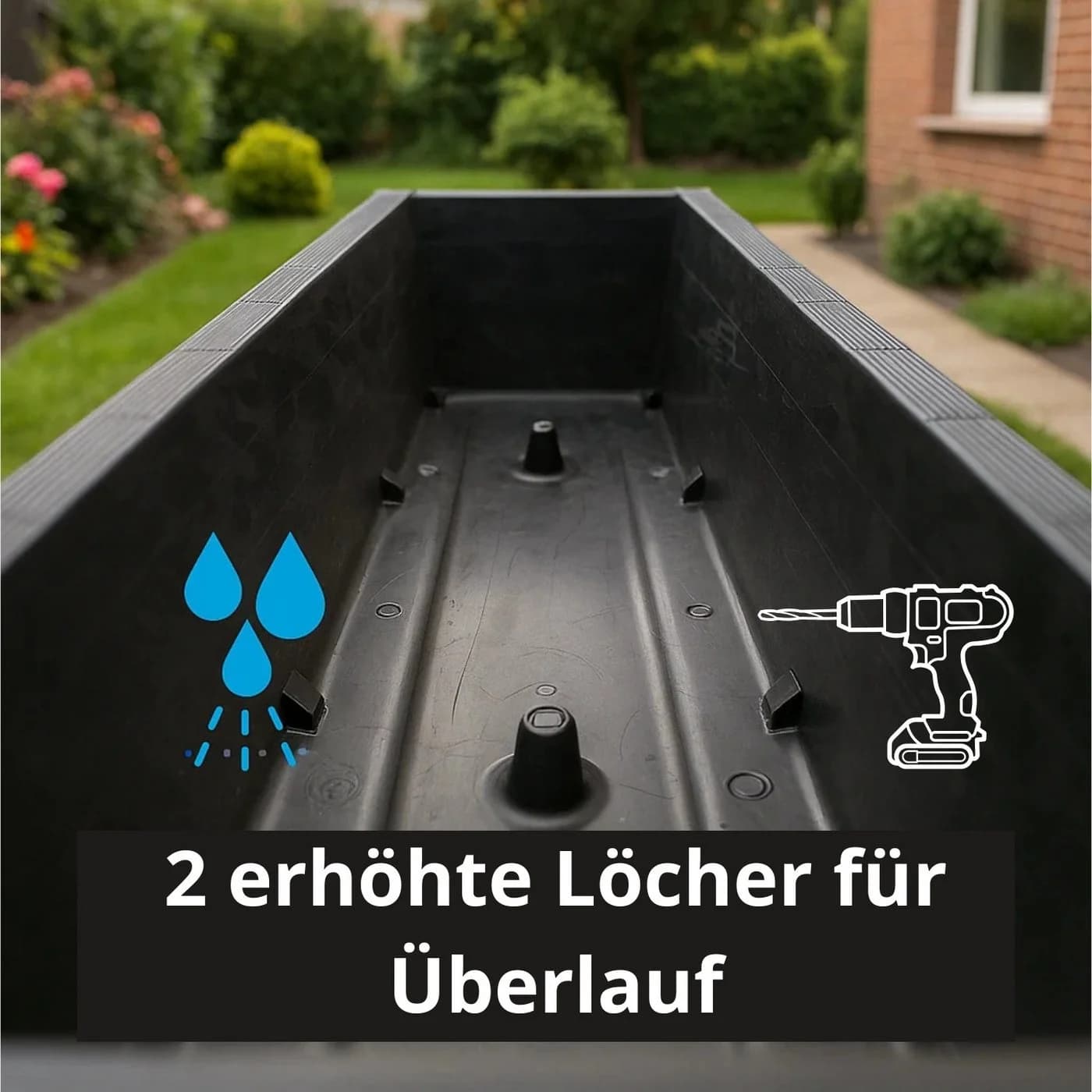 BigDean Blumenkasten Anthrazit 80 cm lang mit Entwässerungssystem - Bild 4