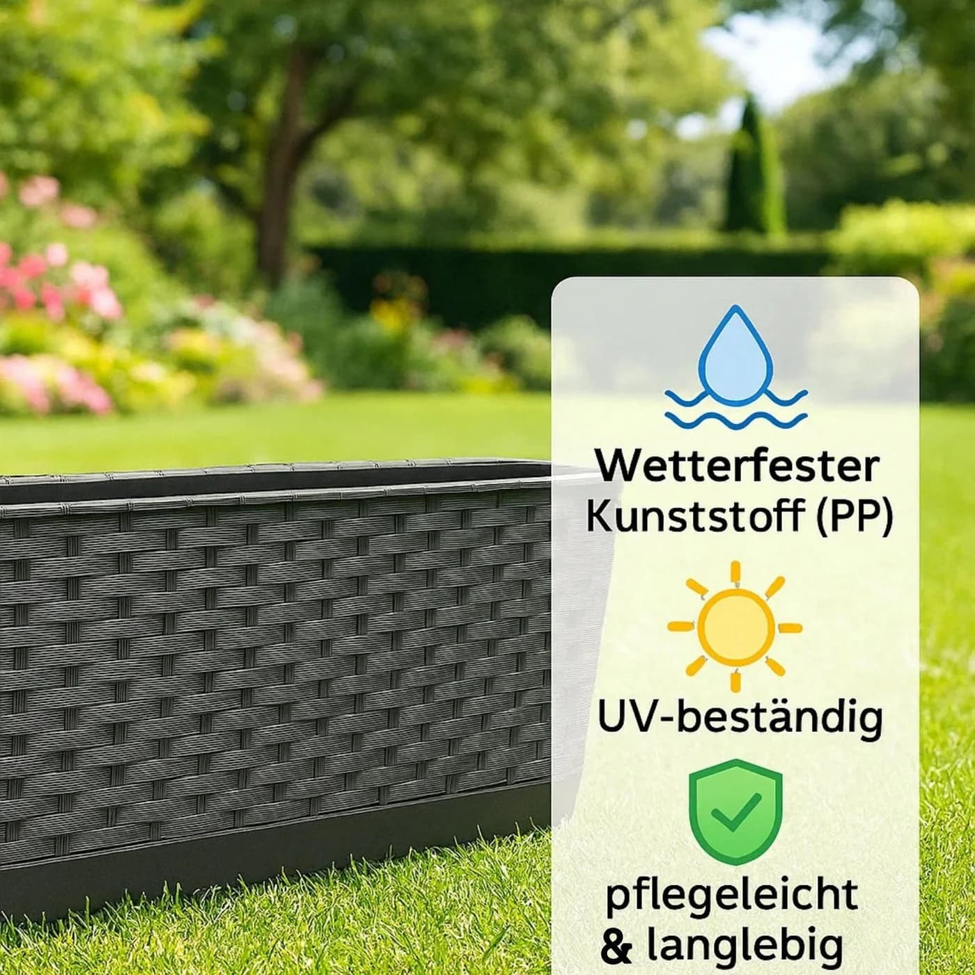 BigDean Blumenkasten Anthrazit 80 cm lang mit Entwässerungssystem - Bild 5