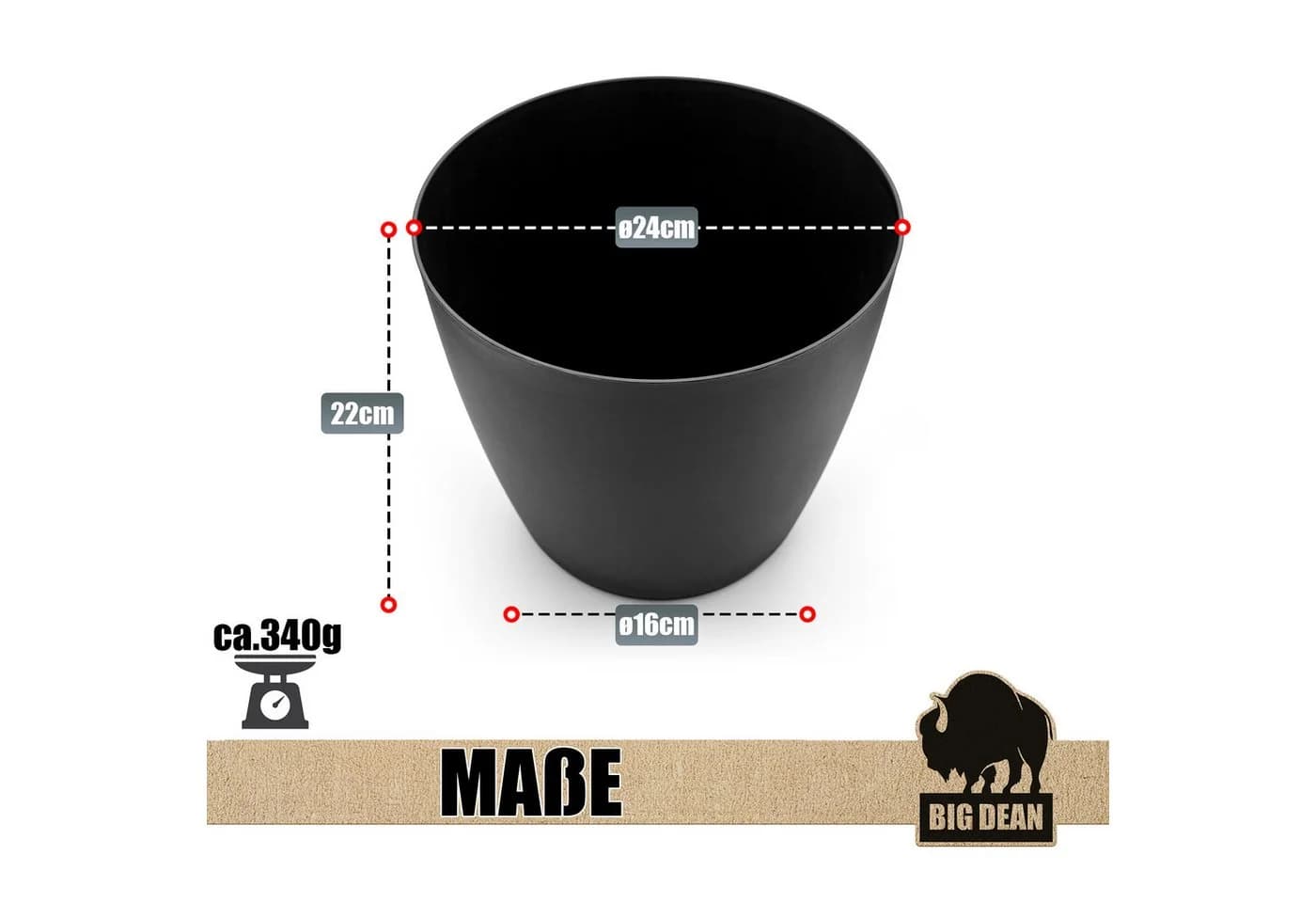 BigDean Blumentopf 2 Stück, Übertopf Kunststoff Modern
