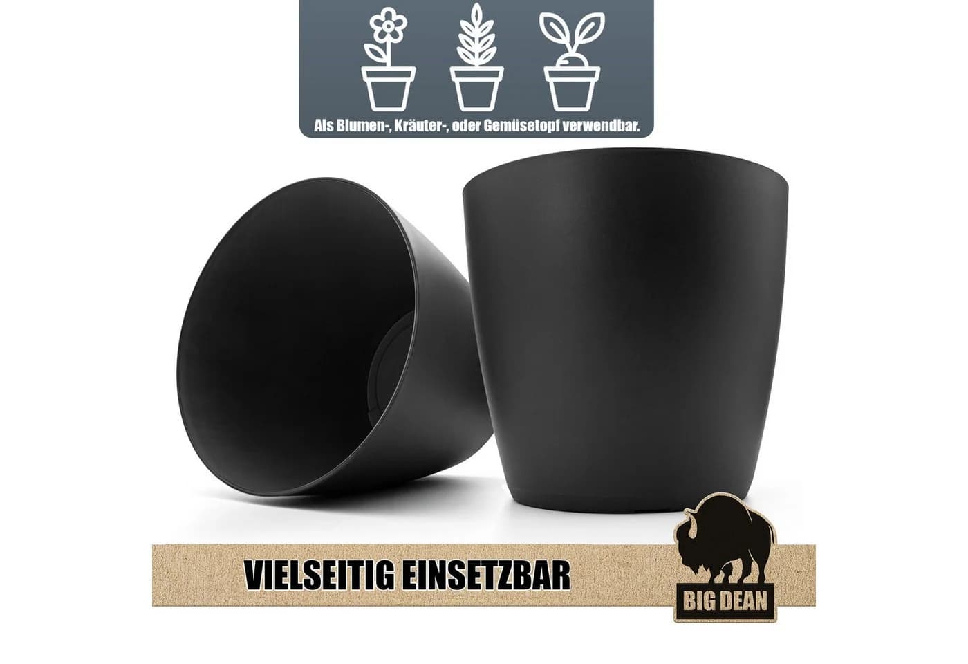 BigDean Blumentopf 2 Stück, Übertopf Kunststoff Modern - Bild 4