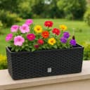 BigDean Blumenkasten 2X Blumenkasten mit Wasserspeicher Rattanoptik Anthrazit Bild 4
