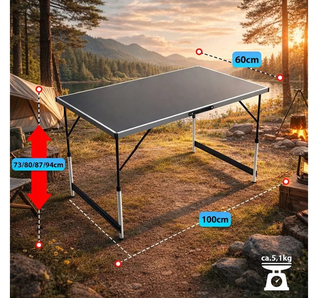 BigDean Klapptisch Höhenverstellbar Stabil Campingtisch - Bild 3
