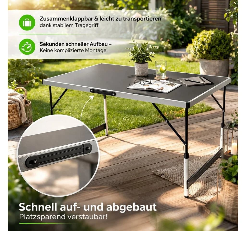 BigDean Klapptisch Höhenverstellbar Stabil Campingtisch - Bild 5
