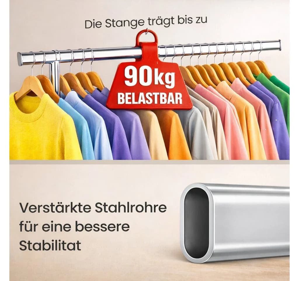 BigDean Kleiderständer auf Rollen silber ausziehbar bis 90 kg - Bild 4