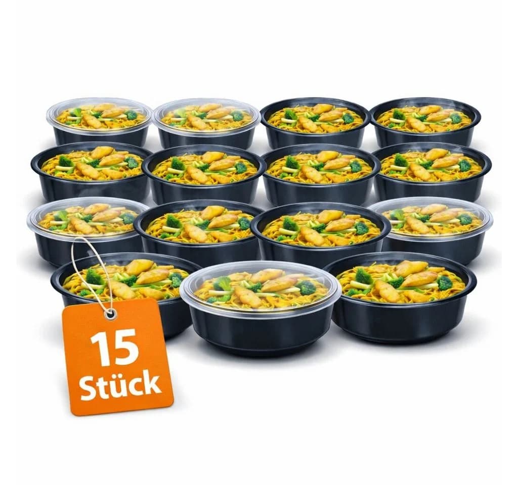 BigDean Meal Prep Boxen 700 ml – 15 Stück Runde Schalen mit Deckel – BPA frei - Bild 2