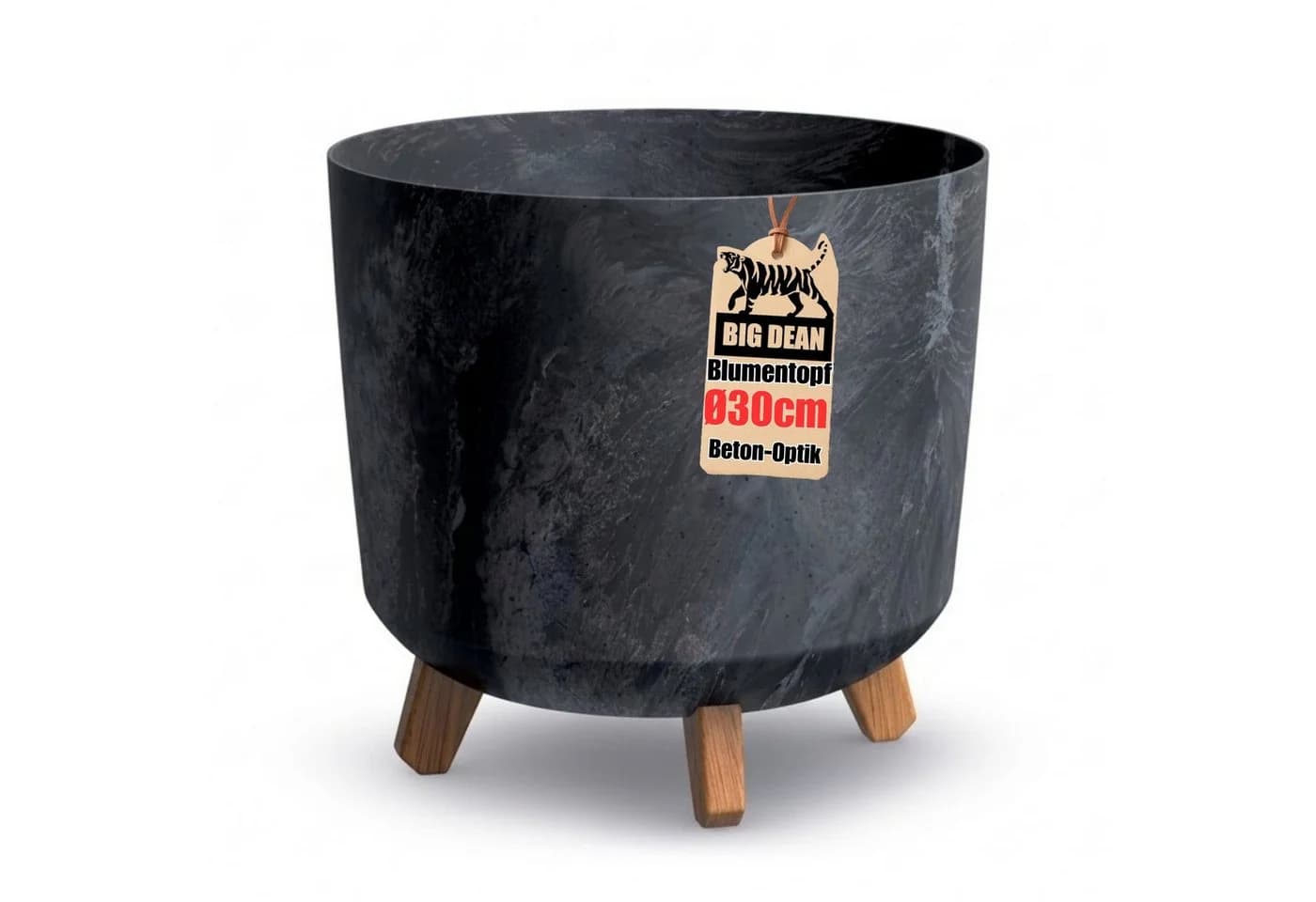 BigDean Pflanzkübel 28,5cm Anthrazit Beton Optik mit Füßen - Bild 2