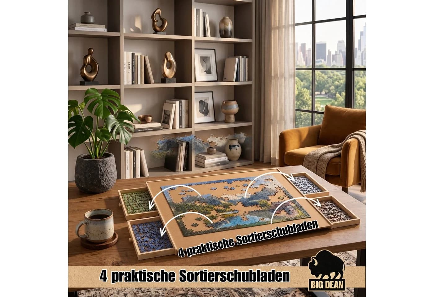 BigDean Puzzleunterlage mit 4 Schubladen Holzkonstruktion - Bild 5