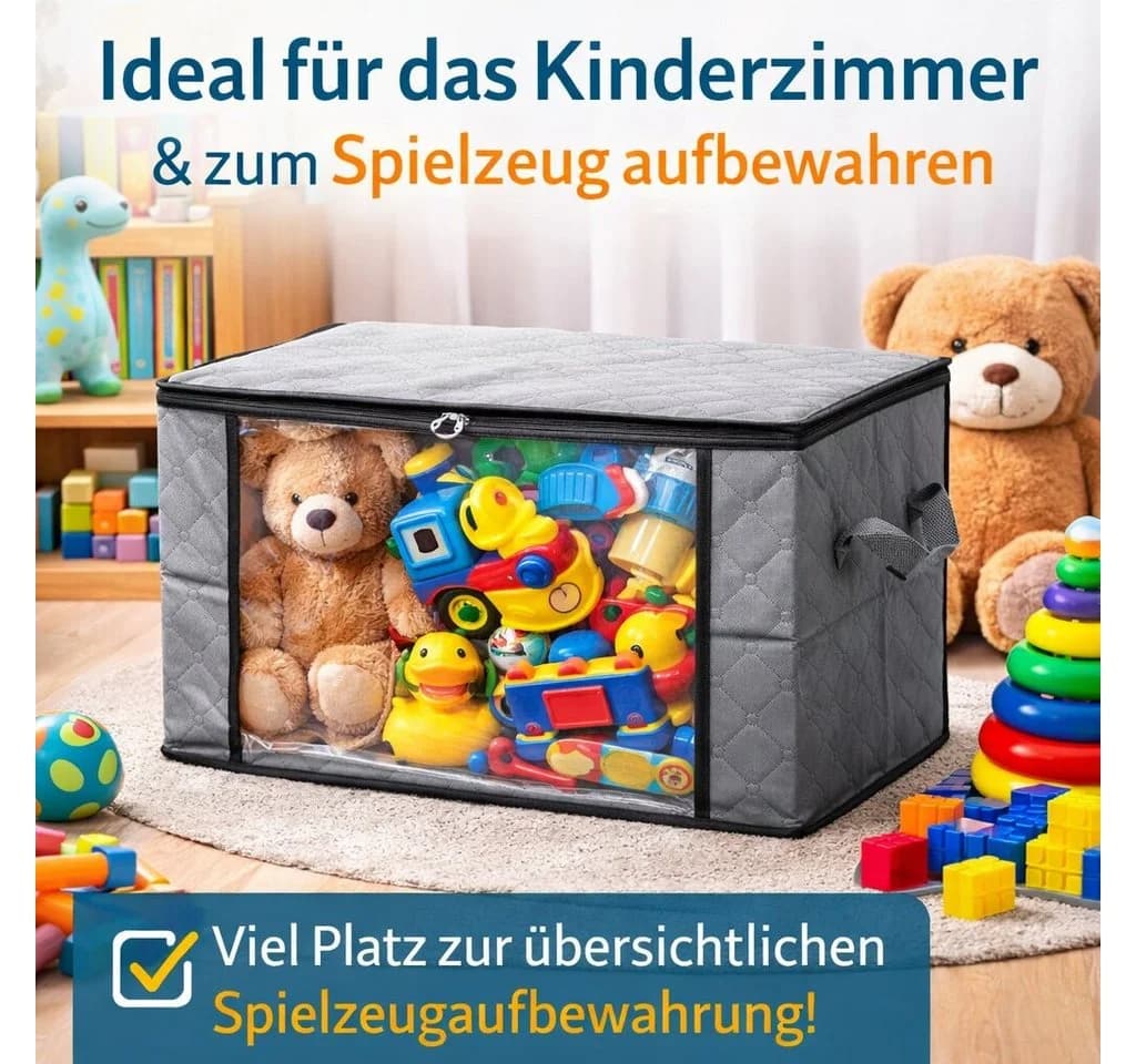 BigDean Aufbewahrungstaschen 6er Set Grau 90L mit Sichtfenster - Bild 3