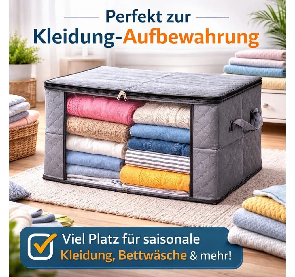 BigDean Aufbewahrungstaschen 6er Set Grau 90L mit Sichtfenster - Bild 4