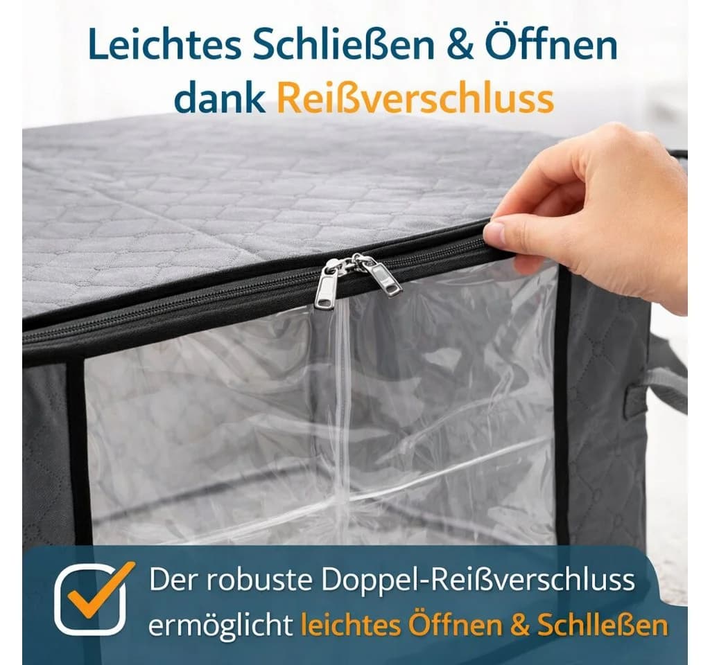 BigDean Aufbewahrungstaschen 6er Set Grau 90L mit Sichtfenster - Bild 5