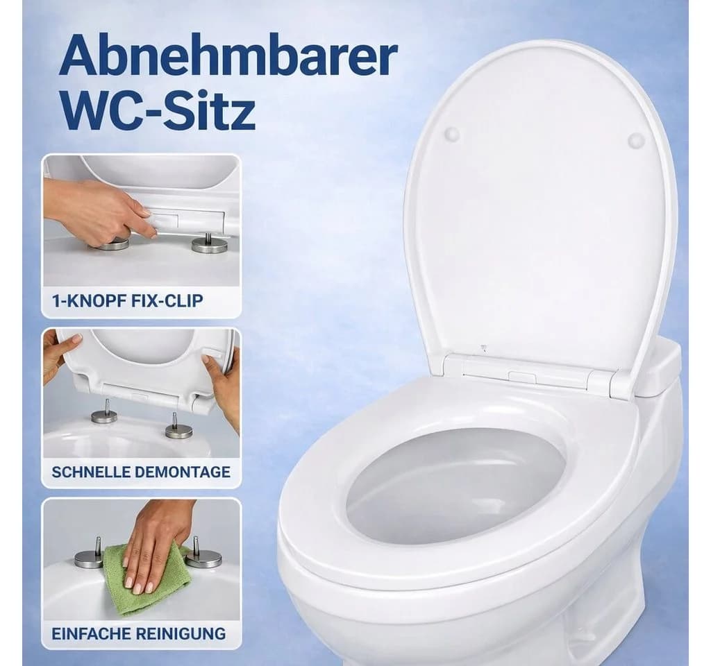 BigDean WC-Sitz Toilettendeckel mit Absenkautomatik in Holzoptik oval - Bild 4