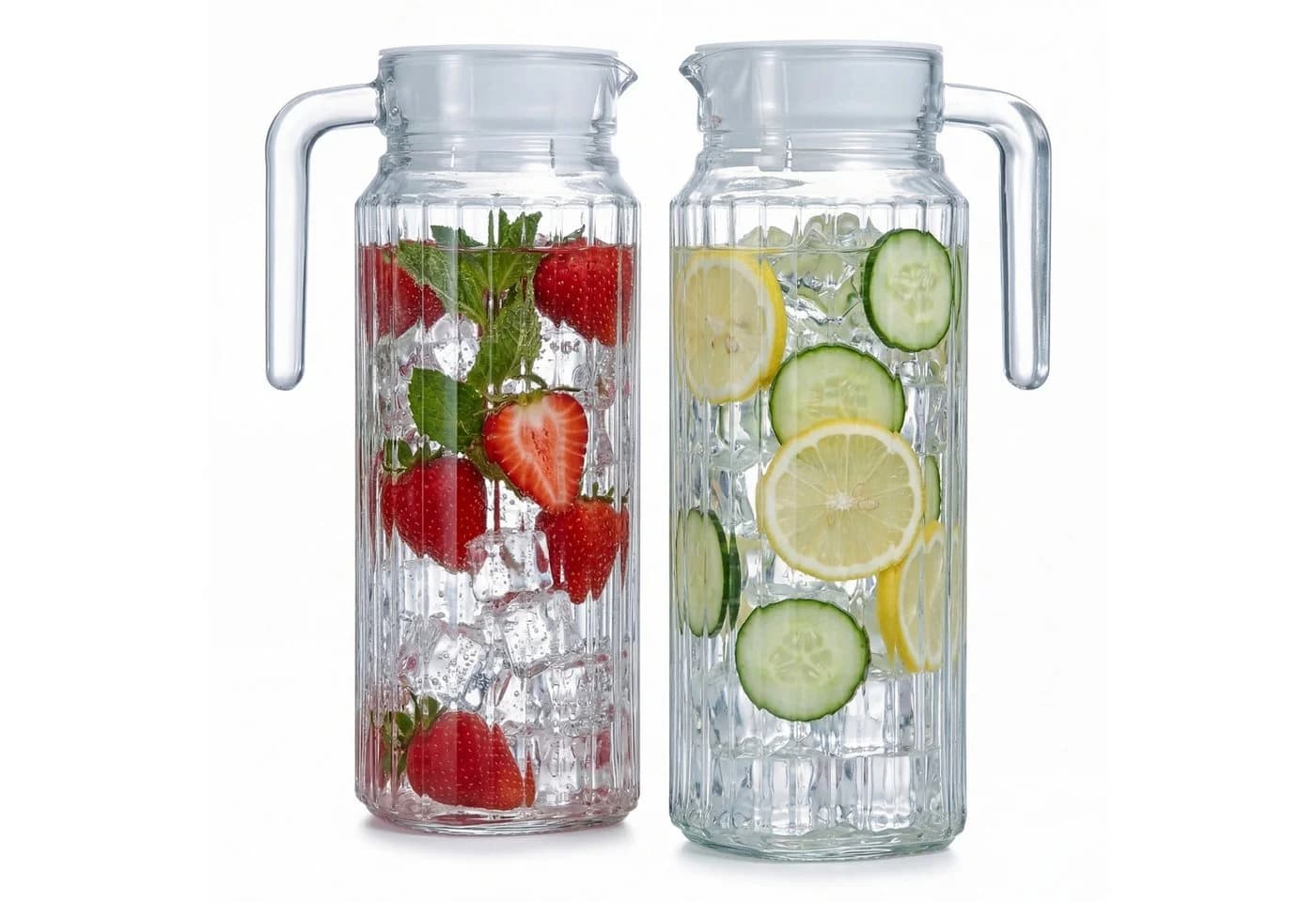 BigDean Wasserkrug 1,1L Glas mit Deckel, 2er Set, transparent - Bild 2