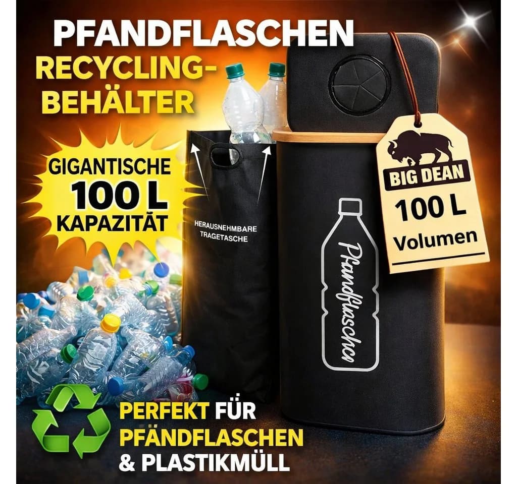 BigDean Pfandsammler 100L Schwarz mit Tragetasche