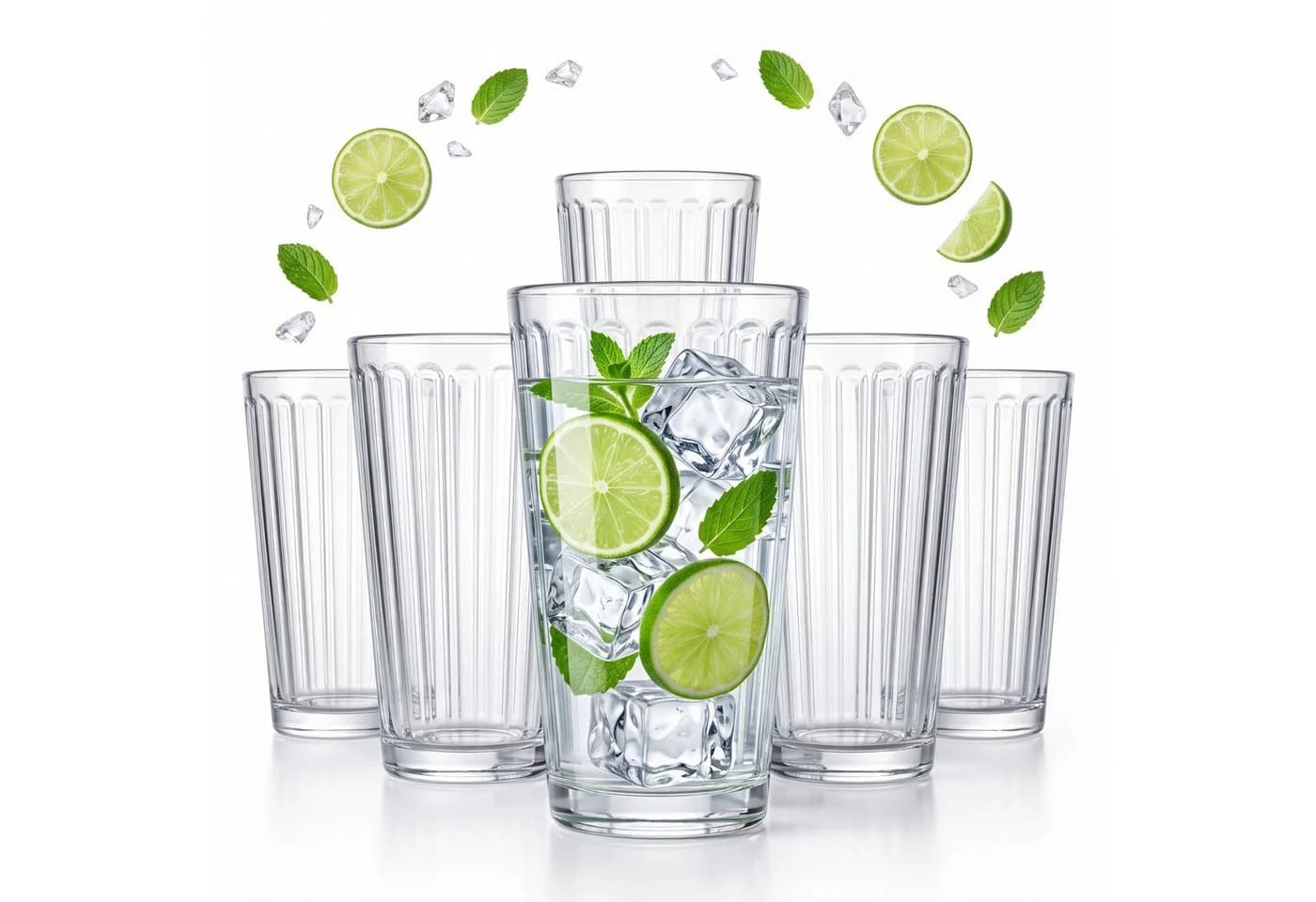 BigDean Longdrinkglas 6x Wassergläser 410ml Glas Riffeloptik - Bild 2