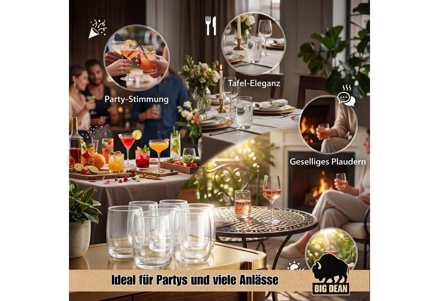 BigDean Glas-Set 6-tlg. 320 ml Trinkgläser Transparent
