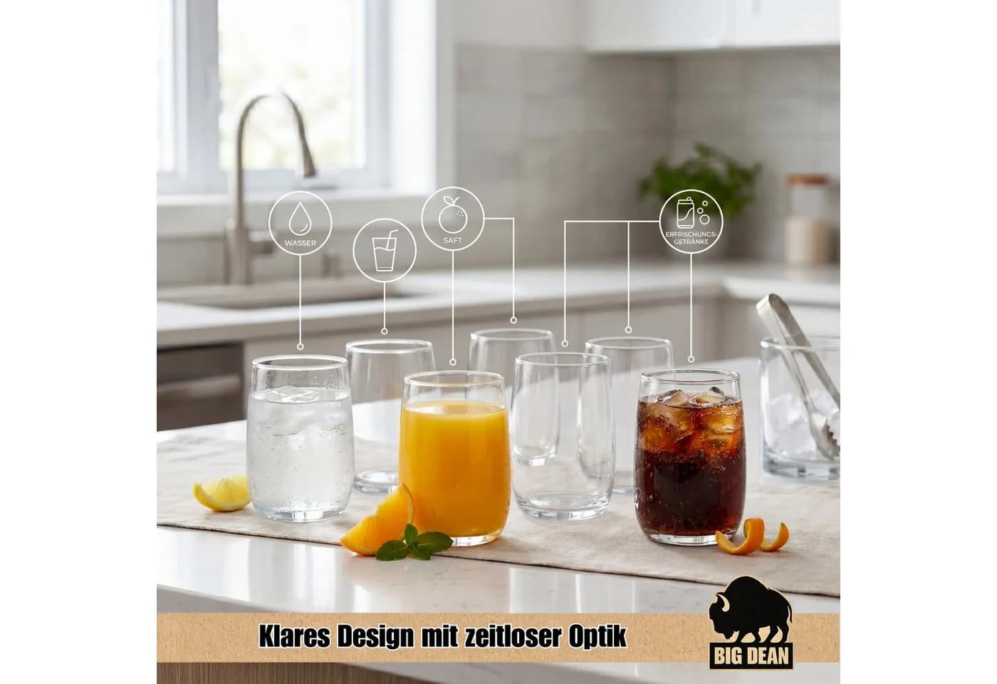 BigDean Glas-Set 6-tlg. 320 ml Trinkgläser Transparent - Bild 3
