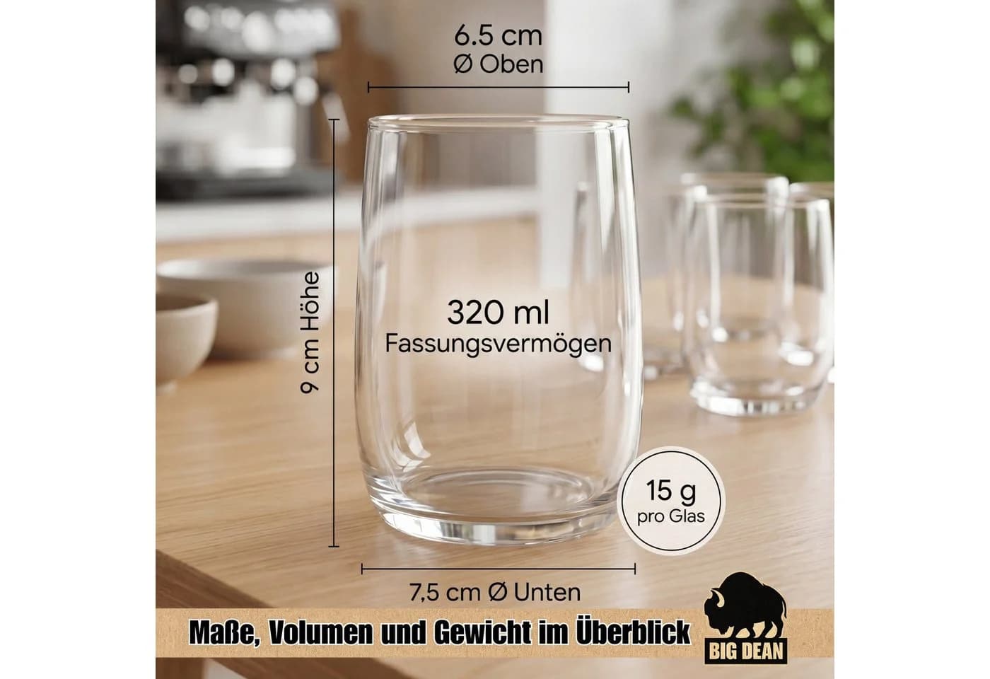 BigDean Glas-Set 6-tlg. 320 ml Trinkgläser Transparent - Bild 5